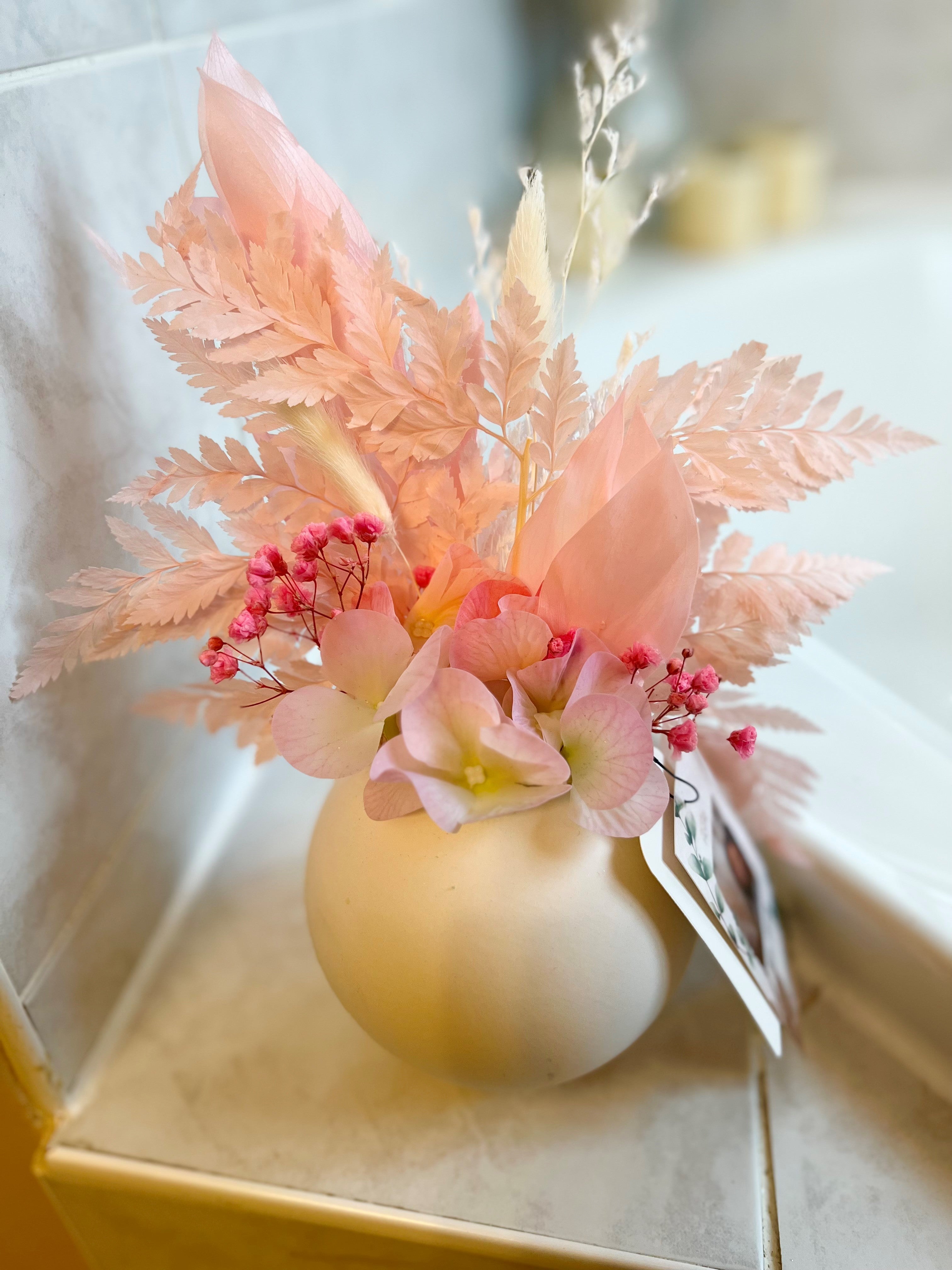 SMALL PINK FERN FLOWERS ARRANGEMENTS